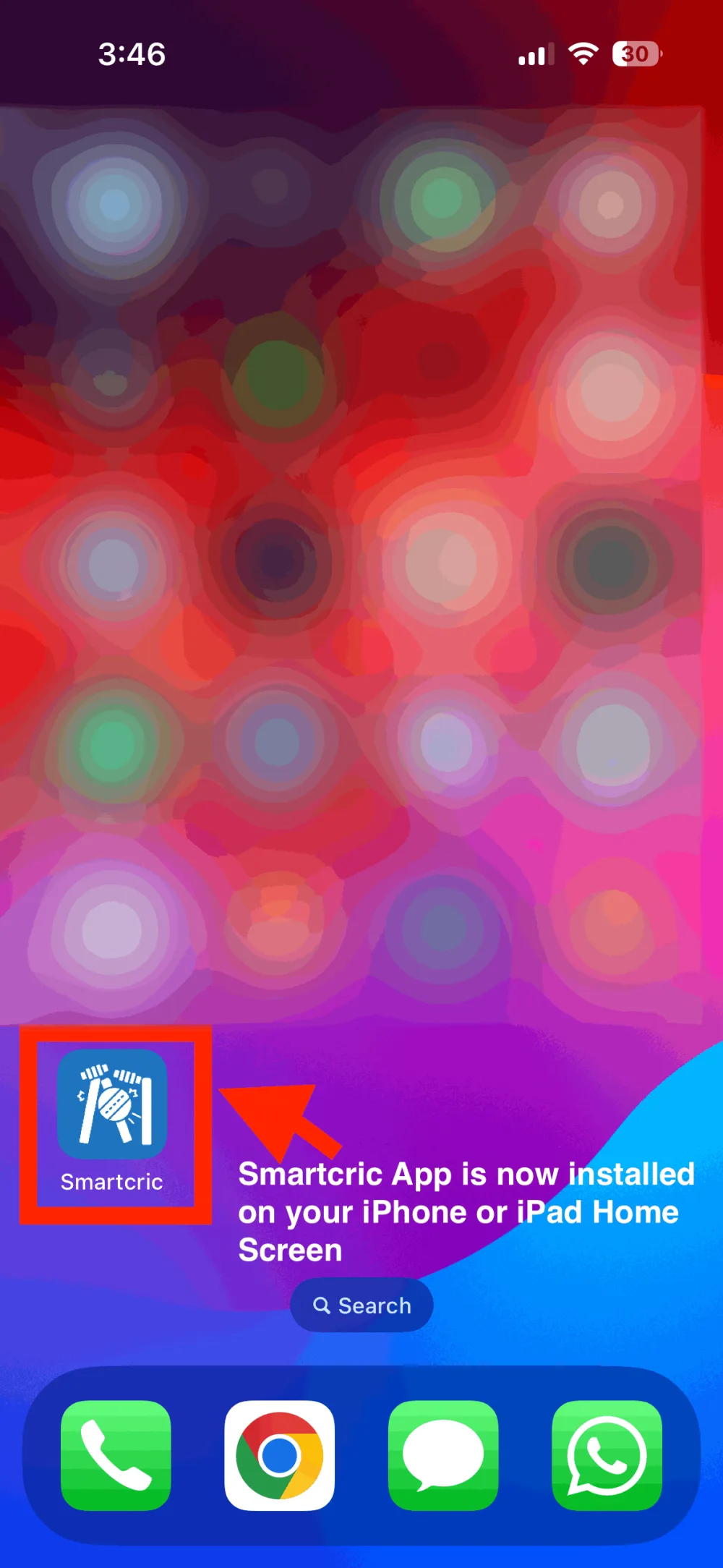 The Webcric icon on an iPhone Home Screen